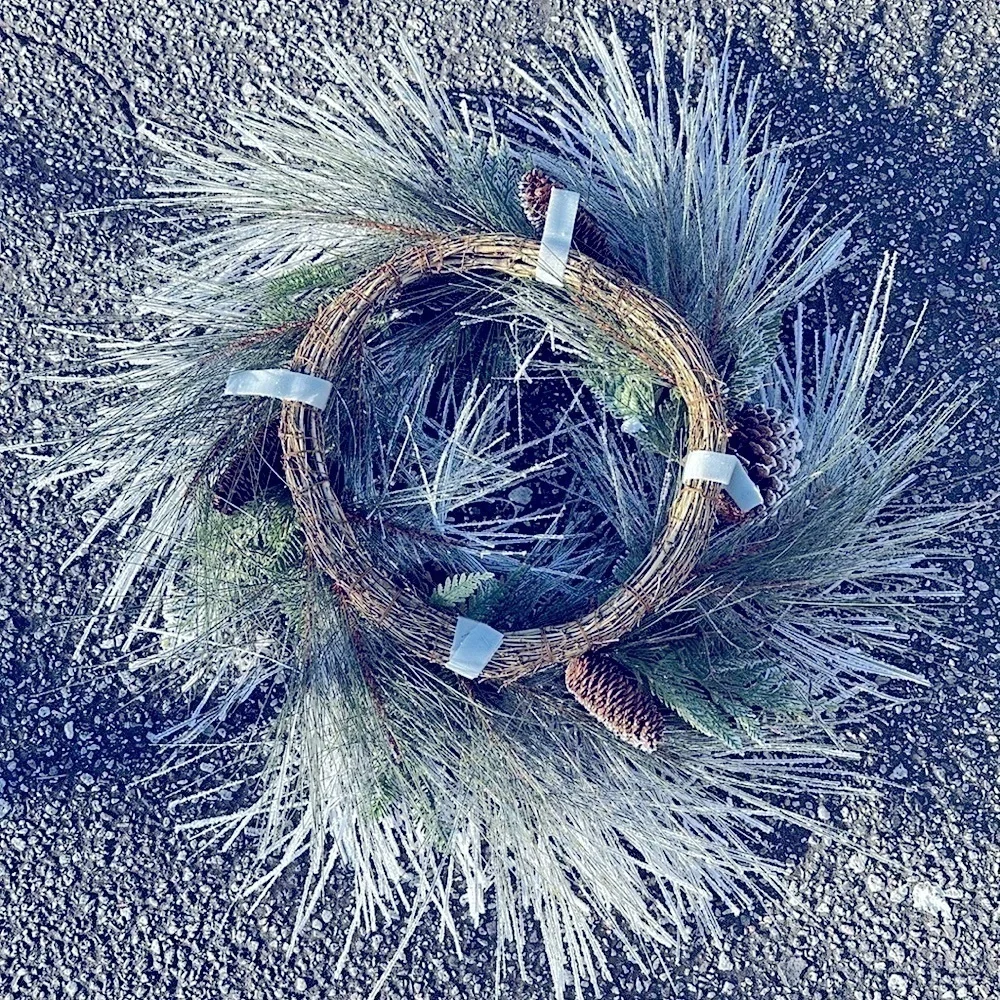 Large Frosted door wreath Christmas wreath farmhouse wreath pinecone & frost